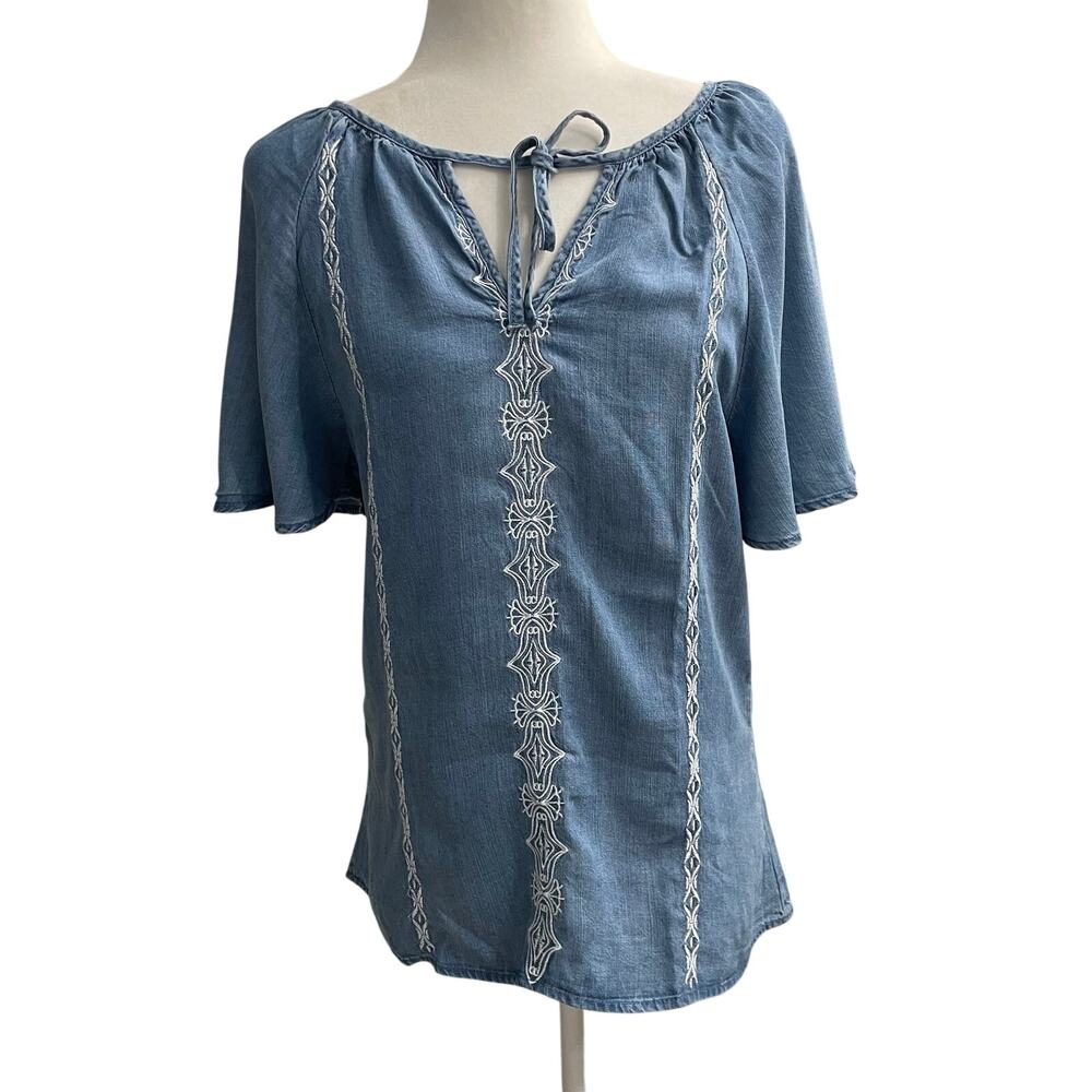 NEL + LO Women’s Medium Tencel Embroidered Boho Top NWT